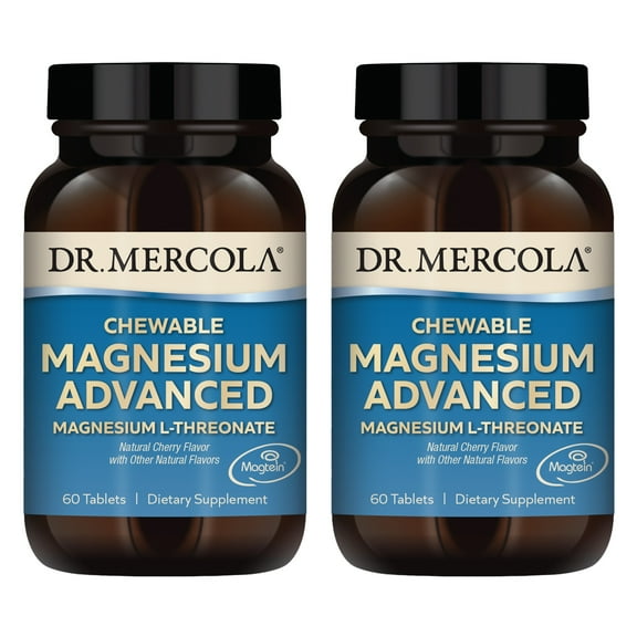 Dr. Mercola Magnesium Advanced, 30 Servings (60 Tablets), Dietary Supplement, Magnesium L-Threonate, Cherry Flavor, Non-GMO - 2 Pack
