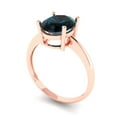 thumbnail image 2 of Solitaire Engagement Ring for Women - 2.5ct Natural London Blue Topaz in 14K Rose Gold Promise Ring, 2 of 6