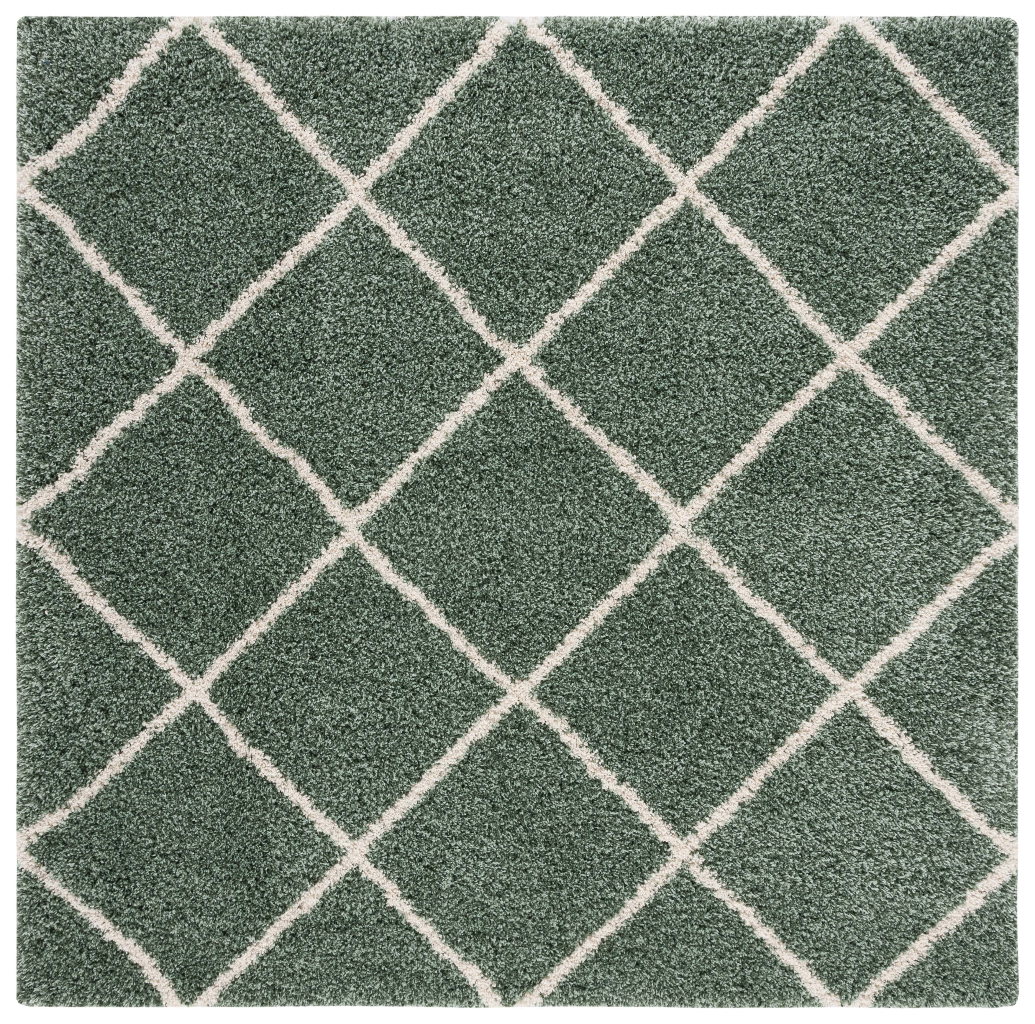 Safavieh Hudson Amias Geometric Shag Area Rug, Green/Ivory, 4' x 4' Square