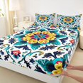 thumbnail image 4 of jejeloiu Vibrant Floral Queen Sheets For Men Women,Colorful Mandala Queen Sheet Sets,Multicolor White,4 Pieces,1 Flat Sheet, 1 Fitted Sheet and 2 Pillowcases, 4 of 6