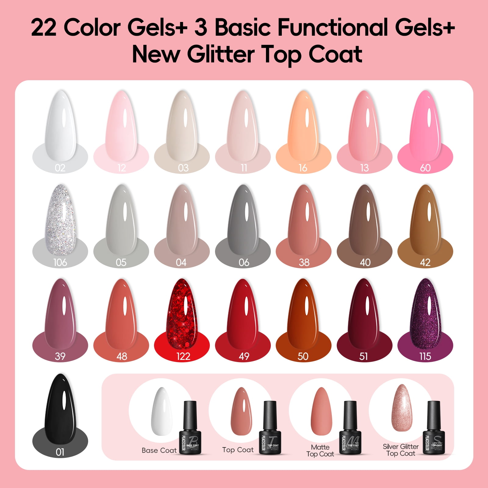 39pc Gel Nail Polish Kit with U V Light Pink Brown Nude Dark Red 22 Colors Gel Polish Set French Nail Art for Beginners Manicure DIY Gifts for Women