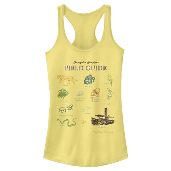 Junior's Jungle Cruise Field Guide Racerback Tank Top Banana 2X Large