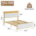 thumbnail image 5 of KING Size Modern Upholstered Platform Bed with APP Light Strip, Socket, and Table Edge Hole Board - Rhombus Design in Off-White, 5 of 5