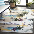 thumbnail image 2 of SAFAVIEH Malibu Florence Leaves Polyester Machine Washable Area Rug, Ivory/Taupe, 4' x 6', 2 of 11