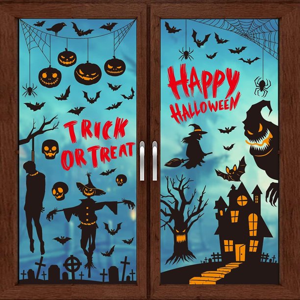 Adornos para ventanas de Halloween WEIHJMXG 9 hojas