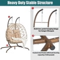 thumbnail image 3 of Omniberg Double Egg Swing Chair with Stand, Oversized 2-Person Outdoor Indoor Hanging Hammock Swing Chairs with Removable Fluffy Cushions, Porch Swing Loveseat for Balcony Indoor Yard, Beige/Beige, 3 of 7