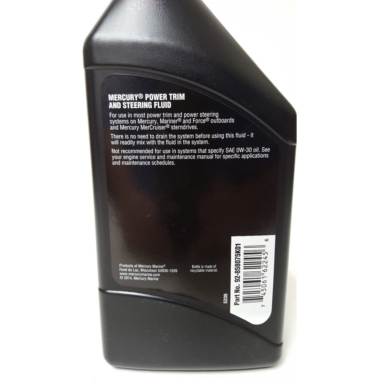 OEM Mercury Marine Power Trim & Steering Fluid 32oz 92-858075K01 -  Walmart.com