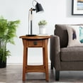 thumbnail image 3 of Leick Home 9056-RS Mission Round End Table with Drawer, Made with Solid Wood, Side Table for Living Room, Bedroom, and Office, Russet Finish, 3 of 21