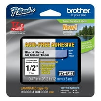 Brother Genuine TZeAF131 Black on Clear Acid Free 12 mm Tape