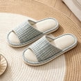 thumbnail image 5 of Xfvqtps Mens Womens Linen House Slippers Open Toe Slide Shoes Non Slip Indoor Casual Flat Comfy Couple Home Shoes, 5 of 7