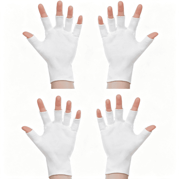 XIRQI 4 Pairs Eczema Gloves, Fingerless Cotton Gloves for Dry Hands, Glove | for Eczema Relief 5 Open Fingertips, One Size Fits Most, Overnight Hydration Cotton Gloves Eczema