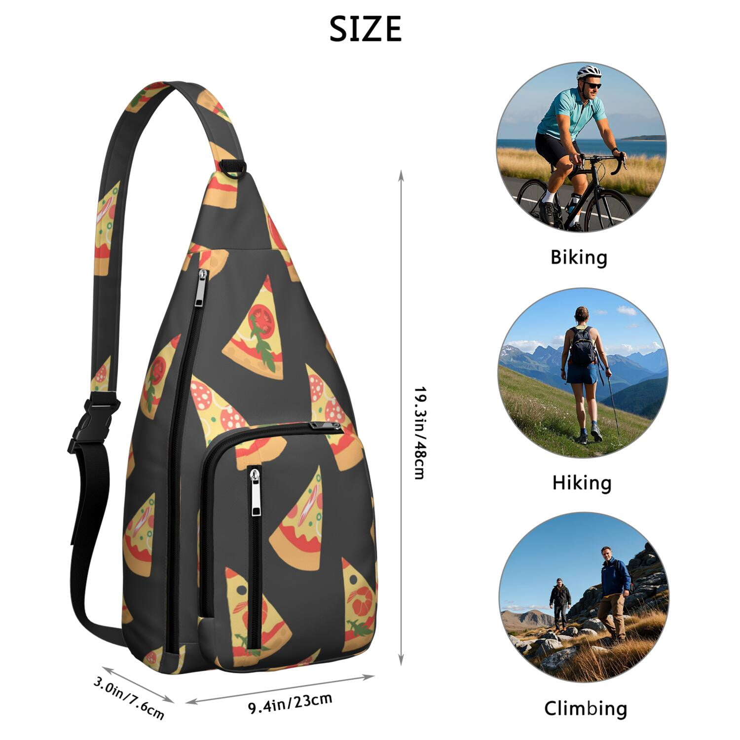 Funny Pizza Lover Chest Bag - Kawaii Foodie Sling Bag with Delicious Pizza Print, Lightweight Water-resistant Fanny Pack for Pizza Party & Daily Use (Women & Men)"