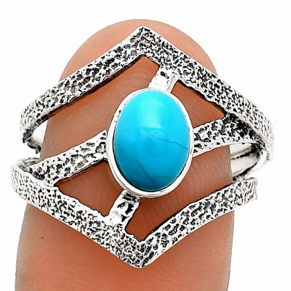 Sleeping Beauty Turquoise - USA 925 Sterling Silver Ring s.7.5 Jewelry R-1471 SDR237993