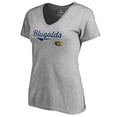 thumbnail image 2 of Women's Heathered Gray Wisconsin Eau Claire Blugolds American Classic V-Neck T-Shirt, 2 of 3