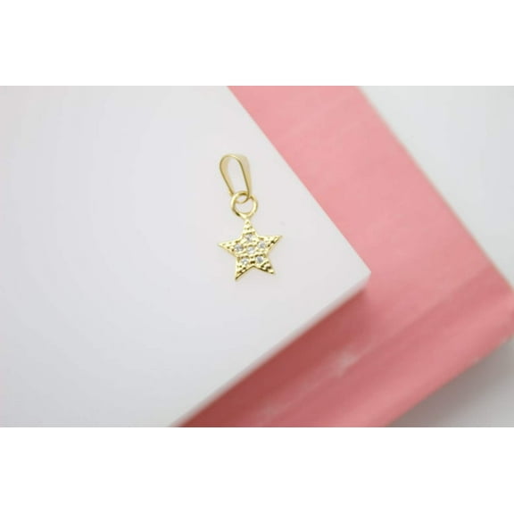 Tiny 18K Gold Filled Dainty Star Charm with Micro Pave Cubic Zirconia CZ Stone