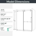 thumbnail image 3 of 56-60"W x 72"H Frameless Sliding Shower Door - 8mm Clear Tempered Glass, Chrome Bypass Design for Modern Bathrooms, 3 of 9