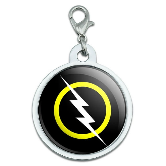 White Lightning Bolt Large Metal ID Pet Dog Tag