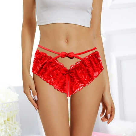 

qazqa womens hollow open panties lace panties low waist cute triangle panties red one size