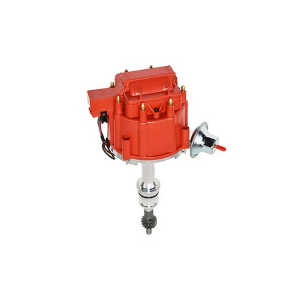 A-Team Performance Complete HEI Distributor 65,000 Coil Auto Parts  Replacement for SBF Small Block Ford 260 289 302 5.0 One Wire Installation  Red Cap 