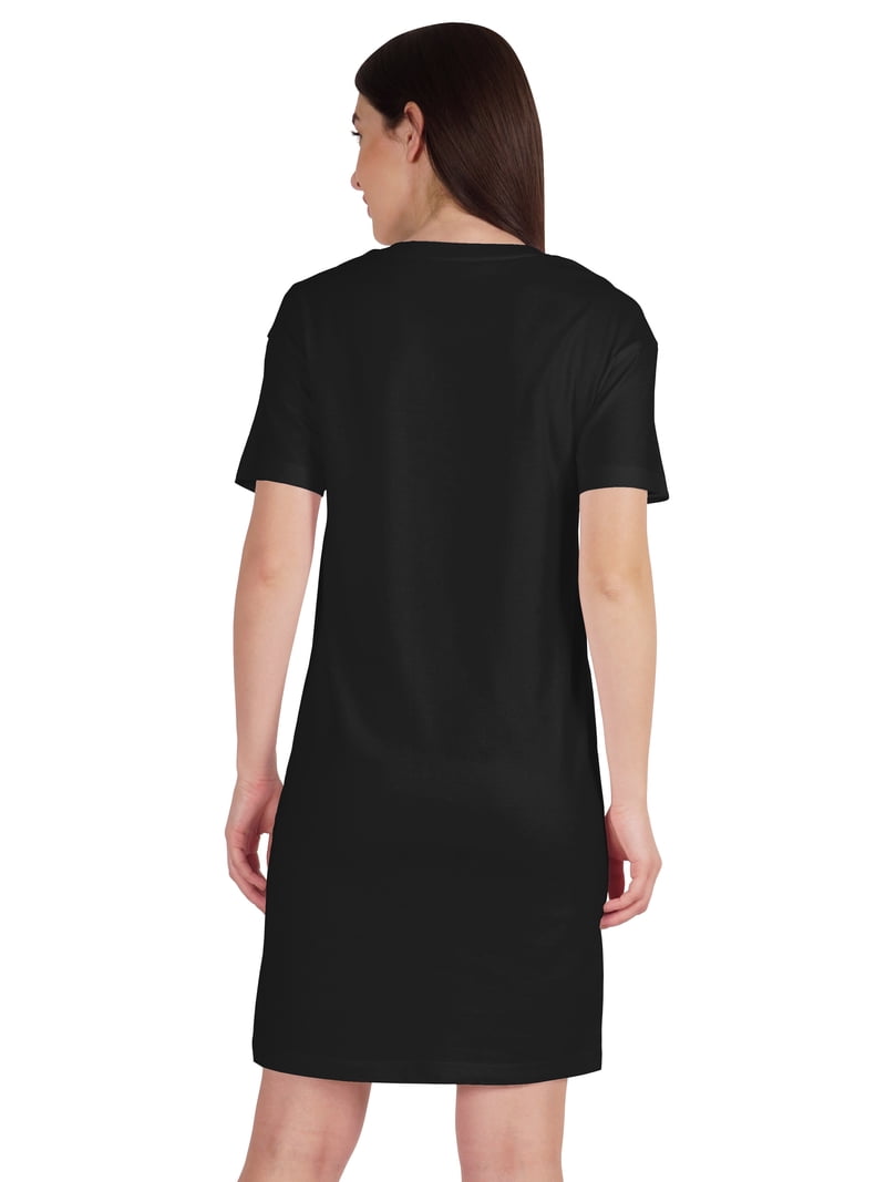 Inkmeso Womens Plain Shift Dress Short Sleeve Regular Fit Cotton Jersey Tshirt Dress, Women's, Size: XS, Black Inkmeso Womens Plain Shift Dress Short Sleeve Regular Fit Cotton Jersey Tshirt Dress, Women's, Size: XS, Black