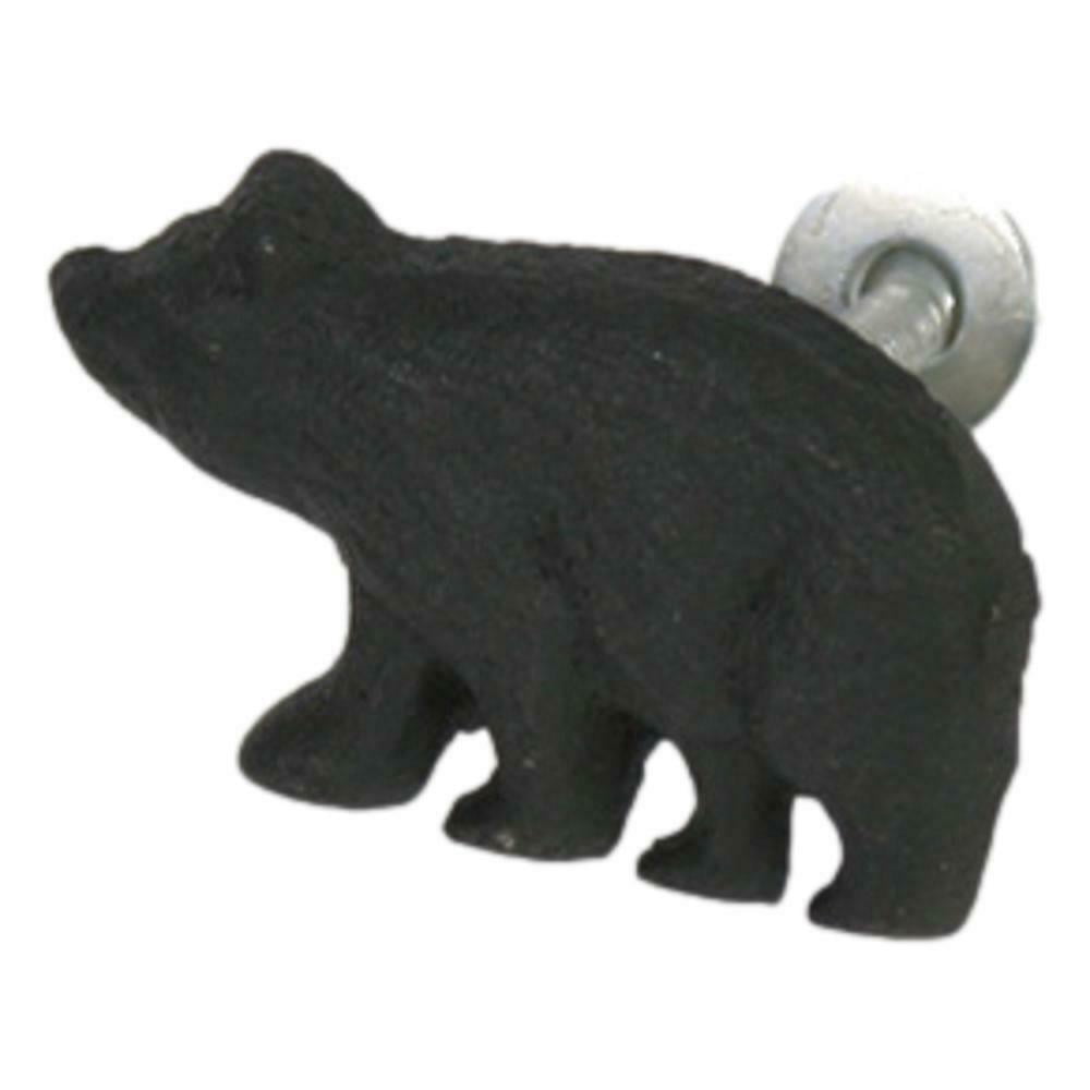 Set of 2 Cast Iron BLACK BEAR Drawer Handle Pulls, by Slifka