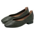 thumbnail image 6 of Viluyesy Womens Loafers Square Toe Faux Leather Slip On Arch Support Casual Work Cushioned Low Block Heel Shoes Army Green Size US8.5, 6 of 7