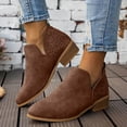 thumbnail image 4 of Oyedens Ankle Boots for Women Fashion Casual Suede Pointed Toe Low Heels Wide Calf Short Booties, 4 of 6