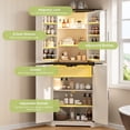 thumbnail image 3 of 71" Corner Kitchen Pantry Cabinet with 4 Doors, Adjustable Shelves, Drawer & Door Shelves, Farmhouse Storage Cupboard for Kitchen or Living Room, 3 of 8