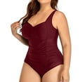 thumbnail image 4 of Aayomet Maillot de Bain une Pièce Col en V à Volants Monokini Rembourré, Rouge TTG, 4 of 4