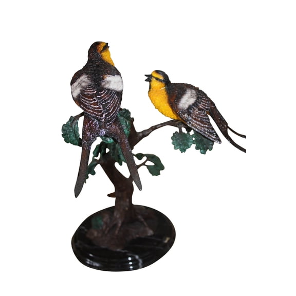 Two Sparrows on tree - Bronze Statue - Size: 17"L x 8"W x 17"H.