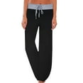 thumbnail image 2 of Wide Leg Sweatpants Women Petite Comfy Print Pajama Stretch Drawstring Palazzo Lounge Wide Leg Pants, 2 of 6