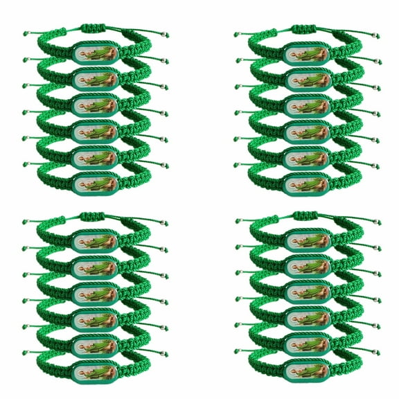24PCS Green Saint Jude bracelet Rosary Handmade Mexican bracelets San Judas Tadeo Gift For Men Women