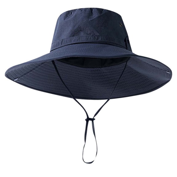 Xfvqtps Sun Hats for Men Women Adjustable Strap Fishing Hat Wide Brim UPF50 Sun Protection Mesh Breathable Summer Bucket Hat