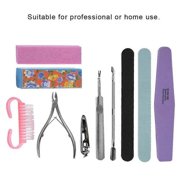 10pcs Professional Manicure Pedicure Tool Set Nail Files Buffers Sponges Polisher