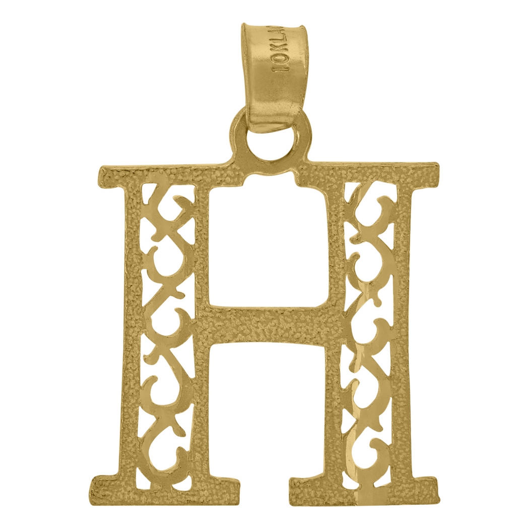 10k Yellow Gold Unisex Initial Letter H Charm Pendant Necklace Measures 23.6x15.60mm Wide
