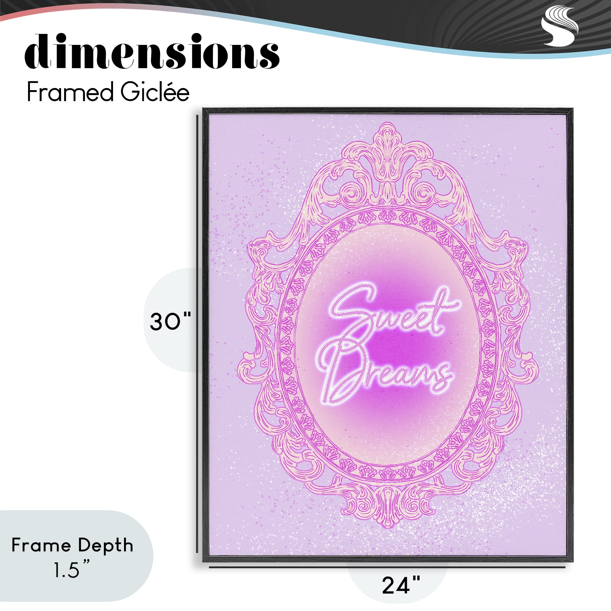 Stupell Industries Sweet Dreams Ornate Mirror Black Framed Giclee Art, design by Ziwei Li