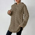 thumbnail image 6 of Ltctricy Women's Fuzzy Fleece Hoodies Casual Long Sleeve Drawstring Curved Hem Textured Pullover Sweatshirts Cozy Tunic Sweaters(Khaki,XX-Large), 6 of 7