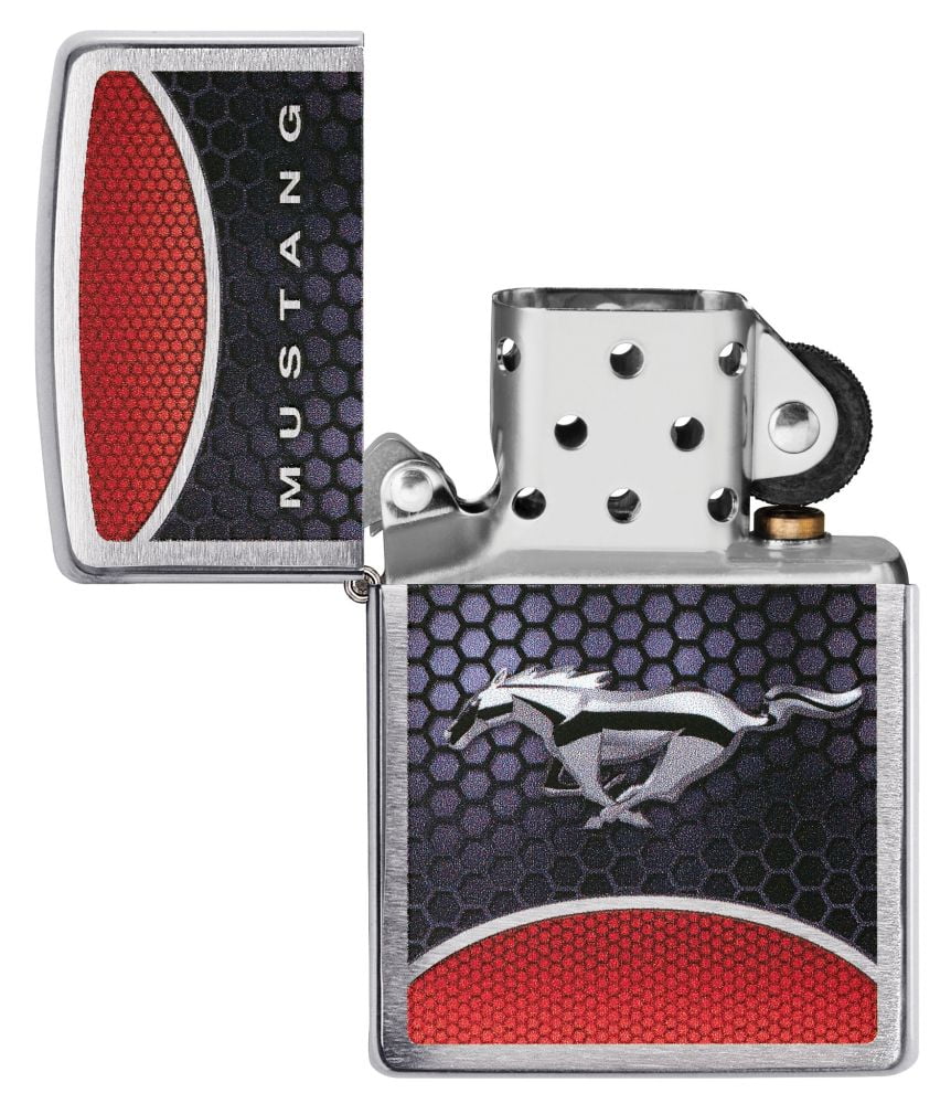 Zippo Ford Mustang Design Brushed Chrome Pocket Lighter