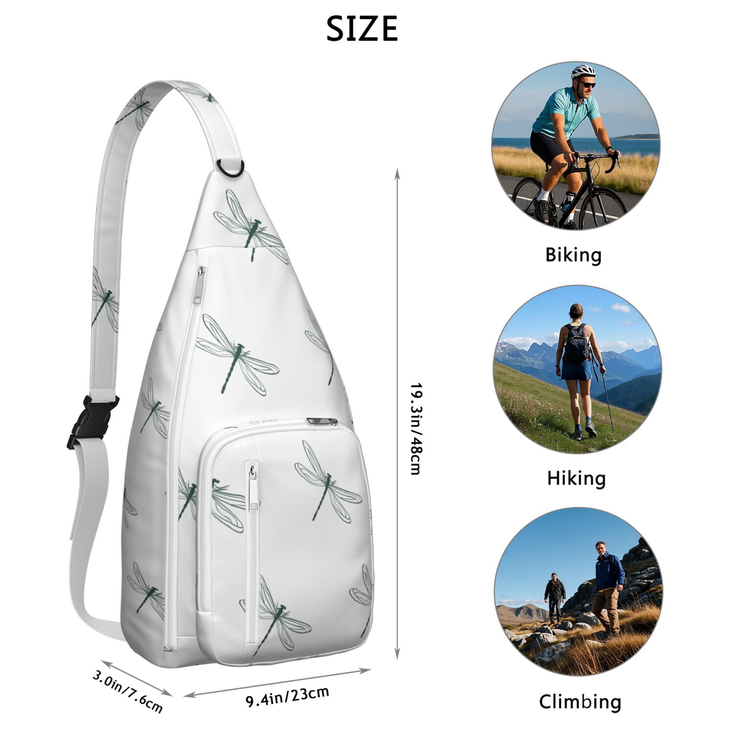 Dragonfly Print Sling Bag - Nature Inspired Crossbody Backpack for Women & Men, Water-Resistant Shoulder Daypack (Insect Lovers Design, Lightweight & Durable)