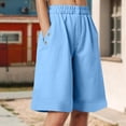 thumbnail image 2 of vigerkar Women's Bermuda Shorts Knee Length Elastic Waist Drawstring Workout Athletic Long Shorts with Pockets (Light Blue, XXL), 2 of 7