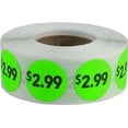 thumbnail image 1 of Fluorescent Green $2.99 Pricing Stickers | 0.75" Inch Round | 500 Pack, 1 of 1