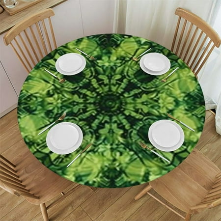 

Plo0ole Tie Dye Decor Fitted Round Table Cloth Weird Abstract Original Pattern Print Elastic Edged Polyester Table Cover Fit Round Tables up Diameter for Indoor Outdoor Patio Use 54-58