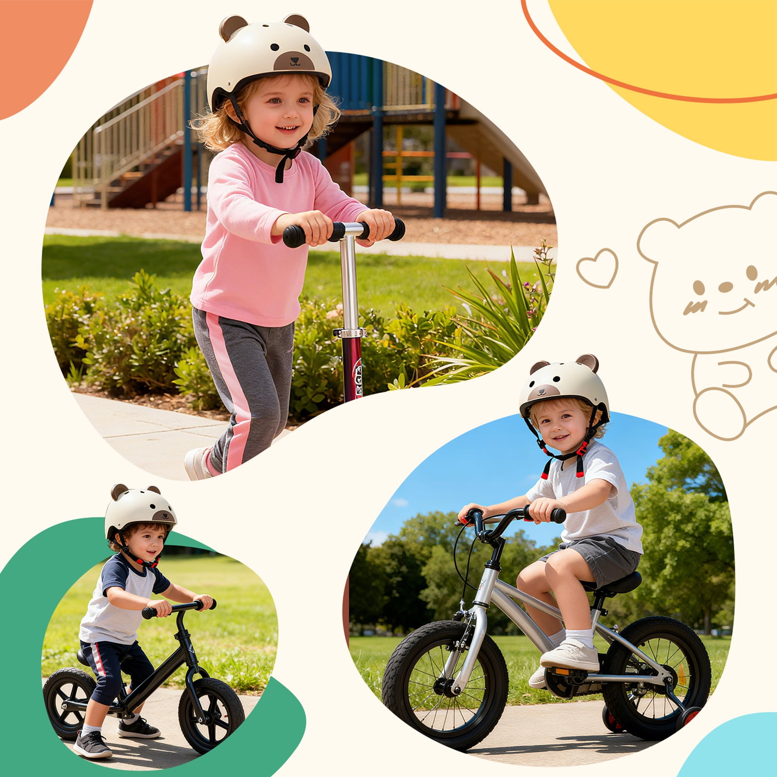 XJD Little Bear Toddler Bike Helmet Age 1-5 - Lightweight Kids Bicycle Helmet for Boys Girls, Multi-Sport Protection for Scooter Cycling Skating