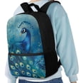 thumbnail image 4 of HUIACONG Blue Peacock School Backpack for Middle School Girls Large Capacity Breathable Adjustable Straps for Kids 6‑18 Back to School Daily Use, 4 of 6