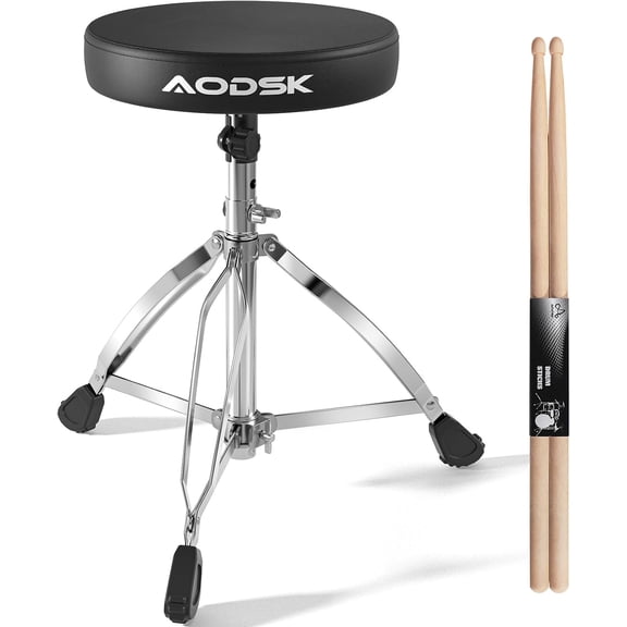 AODSK Drum Throne Thick Padded Adjustable Drum Stool, Heavy Duty Anti Slip Base Drum Seat for Home Practice Stage Gig