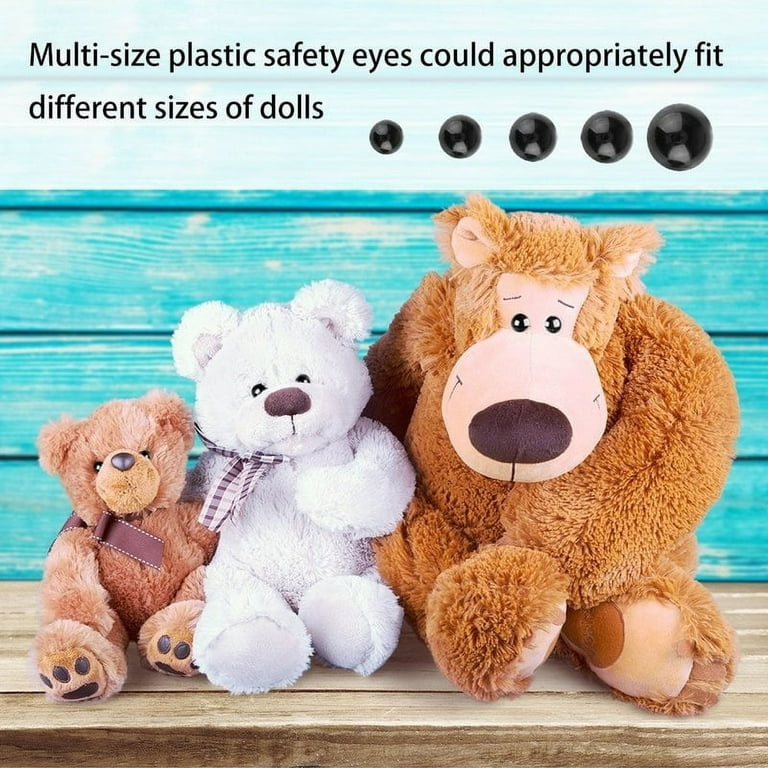 Tbest Safty Eyes, Plastic Eyes DIY accessory,100pcs 6/9/10/12mm Black Plastic Doll Safety Eyes w/ Washer for Teddy Bear Felting Toys, Size: 10mm