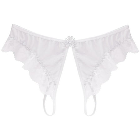BYHONG Women s Underpants Open Crotch Panties Low Waist Lace Briefs Thongs for Women Sexy Red One Size
