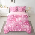 thumbnail image 2 of Manfei Girls Personalized Gifts 7 Pieces Bedding Comforter Set,Pink Letter C Full Bedding Set,Chic Bow Knot Ribbon Fitted Sheet Flat Sheet For Princess,Lightweight Room Decoration Reversible, 2 of 8