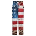 thumbnail image 5 of American Flag Leopard Print Winter Female Pants Flannel High Waist Women Pants Lady Warm Straight Leg Plush Trousers, 5 of 7