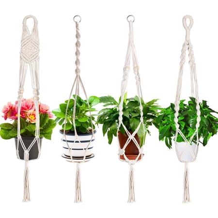 phonesoap decorative with planter hangers 4pcs beads wood indoor basket hanging patio & garden white